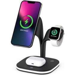 Mobigear MagStation Pro 3in1 Station de Charge MagSafe pour iPhone / AirPods & Apple Watch - Noir