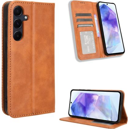Mobigear Sensation Housse Samsung Galaxy A35 Etui Porte-Monnaie - Marron