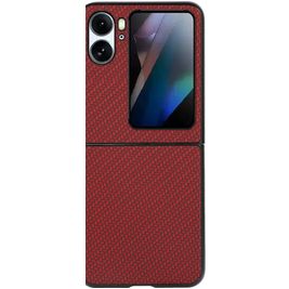 Mobigear Carbon Coque OPPO Find N2 Flip Coque arrière Rigide - Rouge