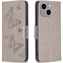 Mobigear Butterfly Housse iPhone 15 Plus Etui Porte-Monnaie - Gris