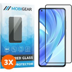 Mobigear Premium Xiaomi Mi 11 Lite Verre trempé Protection d'écran - Compatible Coque - Noir (Lot de 3)