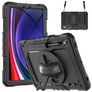 Mobigear SureGrip Xtreme Coque Samsung Galaxy Tab S9 FE Coque arrière en Plastique rigide,Silicone + Porte-crayon + Bandoulière + Support Amovible - Noir