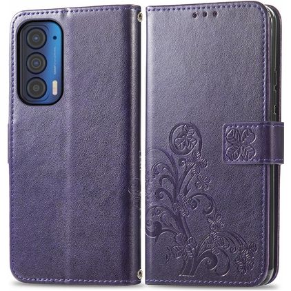 Mobigear Clover Motorola Edge (2021) Étui Portefeuille - Violet