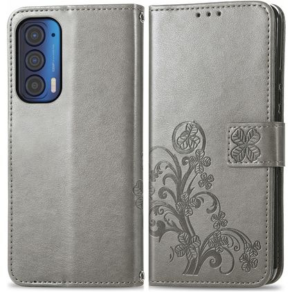 Mobigear Clover Motorola Edge (2021) Étui Portefeuille - Gris