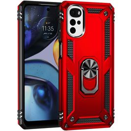 Mobigear Armor Ring Coque Motorola Moto G22 Coque arrière Rigide Anti-Chocs avec Anneau-Support - Rouge