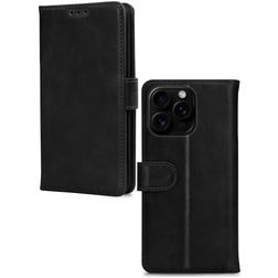 Mobilize Wallet Housse iPhone 16 Pro Etui en Cuir Véritable Porte-Monnaie - Noir