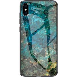 Mobigear Marble Glass Coque iPhone X Coque arrière en Verre trempé - Emerald