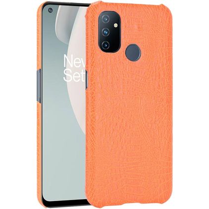 Mobigear Croco OnePlus Nord N100 Plastique rigide Coque arrière - Orange
