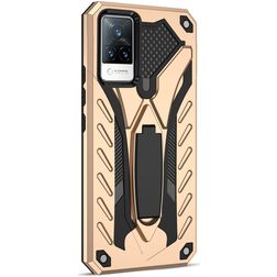 Mobigear Armor Stand Vivo V21 Plastique rigide Coque arrière Antichoc avec béquille - Or