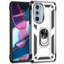 Mobigear Armor Ring Coque Motorola Edge 30 Pro Coque arrière Rigide Anti-Chocs avec Anneau-Support - Argent
