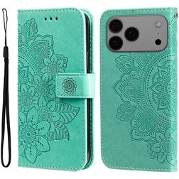 Mobigear Flowers iPhone 18 Pro Max Étui Portefeuille - Vert