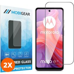 Mobigear Premium Motorola Moto E14 Verre trempé Protection d'écran - Compatible Coque - Noir (Lot de 2)