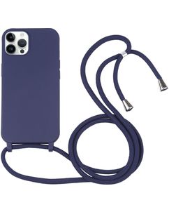 Mobigear Lanyard iPhone 16 Pro Coque avec cordon en Silicone - Dark Blue