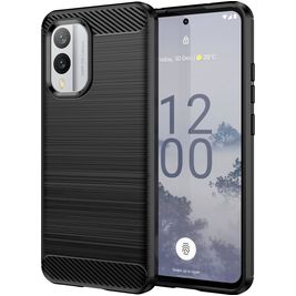 Mobigear Brushed Slim Coque Nokia X30 Coque arrière en TPU Souple - Noir