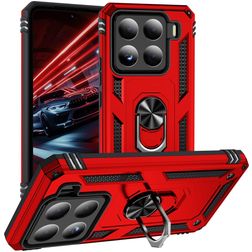 Mobigear Armor ring Xiaomi 15 Plastique rigide Coque arrière Antichoc avec bague de maintien - Rouge