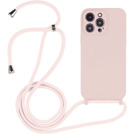 Mobigear Lanyard iPhone 14 Pro Max Coque avec cordon en Silicone - Sand Pink Mobigear Lanyard iPhone 14 Pro Max Coque avec cordon en Silicone - Sand Pink