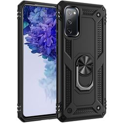 Mobigear Armor Ring Coque Samsung Galaxy S20 FE Coque arrière Rigide Anti-Chocs avec Anneau-Support - Noir