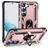 Mobigear Armor Ring Samsung Galaxy S23 Plastique rigide Coque arrière Antichoc avec bague de maintien - Rose doré