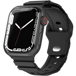Mobigear Sport Armor Bracelet Silicone Apple Watch Fermeture à clou et passant - 49/46/45/44 mm - Noir
