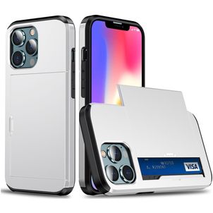 Mobigear Card Coque iPhone 13 Pro Coque arrière Rigide Anti-Chocs avec Porte-Cartes - Blanc