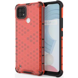 Mobigear Honeycomb Coque Realme C21 Coque arrière Rigide Anti-Chocs - Rouge