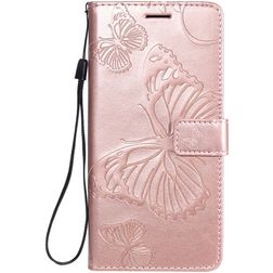Mobigear Pressed Butterfly Bookcase Case Rose Gold Samsung Galaxy A31