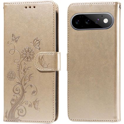 Mobigear Flowers Housse Google Pixel 11 Etui Porte-Monnaie - Or