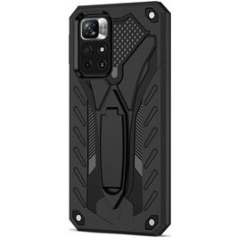 Mobigear Armor Stand Coque POCO M4 Pro 5G Coque arrière Rigide Anti-Chocs avec Support Amovible - Noir
