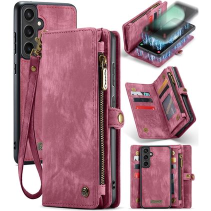 CaseMe 008 Samsung Galaxy S23 FE Coque Étui 2en1 avec coque amovible Portefeuille - Rouge