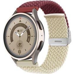 Mobigear Braided Dual Bracelet Nylon Smartwatch Fermeture à pince - Connexion universelle de 22 mm - Rouge / Lumière stellaire