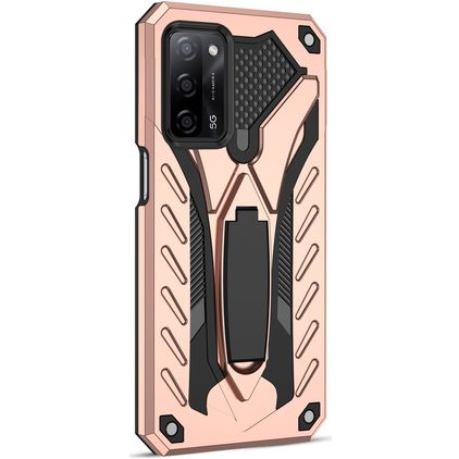 Mobigear Armor Stand Coque OPPO A54 Coque arrière Rigide Anti-Chocs avec Support Amovible - Rose doré
