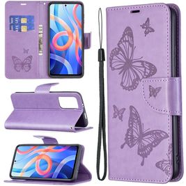 Mobigear Butterfly Housse POCO M4 Pro 5G Etui Porte-Monnaie - Violet