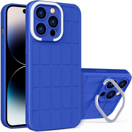 Mobigear Cube iPhone 14 Pro Max Plastique rigide Coque arrière avec béquille - Bleu