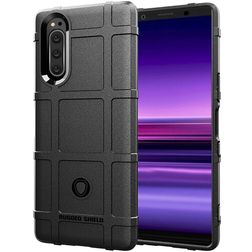 Mobigear Rugged Shield Coque Sony Xperia 5 Coque arrière en TPU Souple Anti-Chocs - Noir