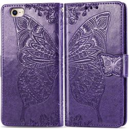Mobigear Butterfly Housse iPhone 16e Etui Porte-Monnaie - Violet