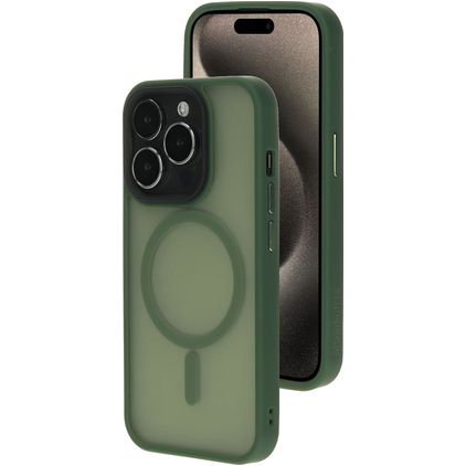 Mobiparts Hardcover Coque iPhone 15 Pro MagSafe Coque arrière Rigide - Satin Green