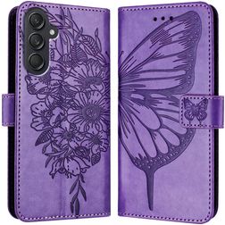 Mobigear Butterfly Housse Samsung Galaxy M55 Etui Porte-Monnaie - Violet