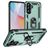 Mobigear Armor ring Samsung Galaxy A37 Plastique rigide Coque arrière Antichoc avec bague de maintien - Vert foncé