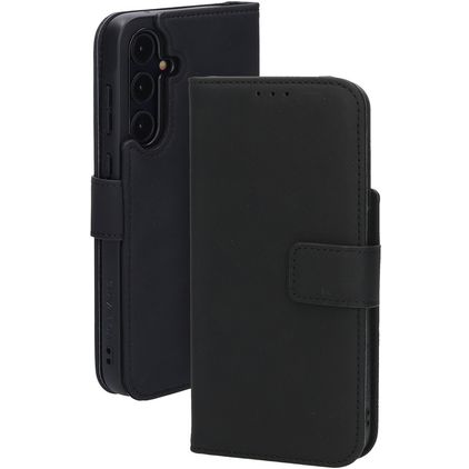 Mobiparts Housse Samsung Galaxy A55 Etui en Cuir Véritable Porte-Monnaie - Noir