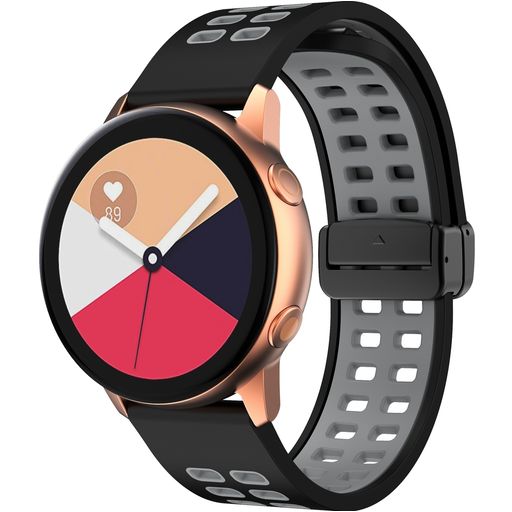 Mobigear Sport Plus Mag Bracelet Silicone Smartwatch Fermeture magnétique - Connexion universelle de 22 mm - Noir / Gris