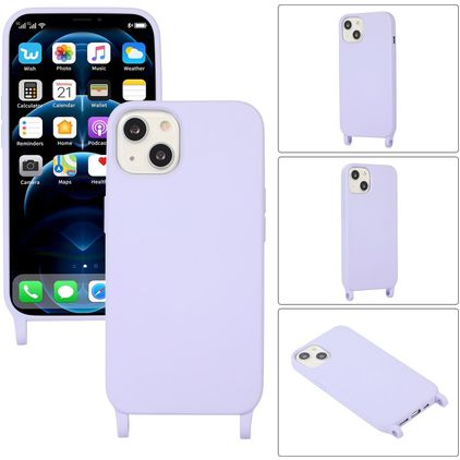 Mobigear Lanyard iPhone 14 Plus Coque avec cordon en Silicone - Violet