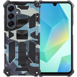 Mobigear Armor Stand Coque Samsung Galaxy A16 Coque arrière Rigide Anti-Chocs avec Support Amovible - Bleu