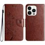 Mobigear Flowers Housse iPhone 16 Pro Etui Porte-Monnaie - Marron