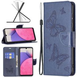 Mobigear Butterfly Housse Samsung Galaxy A33 Etui Porte-Monnaie - Bleu