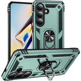 Mobigear Armor ring Coque Samsung Galaxy S26 Coque arrière Rigide Anti-Chocs avec Anneau-Support - Vert