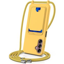 Mobigear Lanyard Card Samsung Galaxy S24 FE Coque avec cordon en Silicone et Porte-Cartes - Jaune