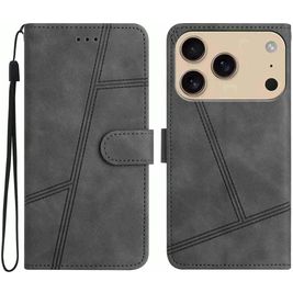 Mobigear Stitch Housse iPhone 17 Pro Etui Porte-Monnaie - Gris