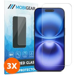 Mobigear iPhone 16 Plus Verre trempé Protection d'écran - Compatible Coque (Lot de 3)
