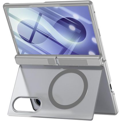 Mobigear Kickstand Coque Samsung Galaxy Z Fold 8 MagSafe Coque arrière Rigide Anti-Chocs avec Support Amovible - Gris