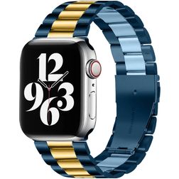 Mobigear Antwerp Bracelet Acier pour Apple Watch Fermeture boucle déployante - 42/41/40/38 mm - Bleu / Or